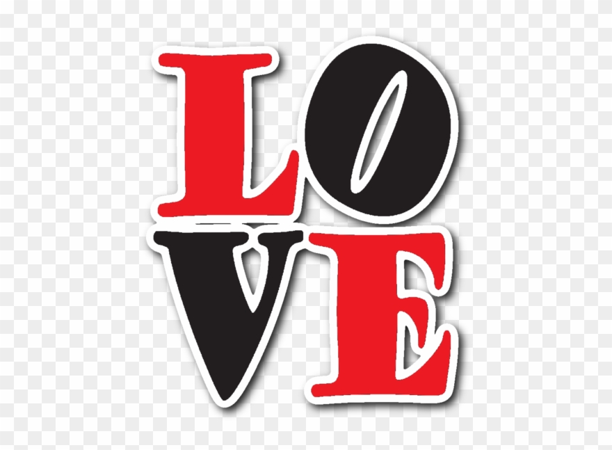 Red And Black Love Vinyl Die Cut Sticker - Die Cutting Clipart