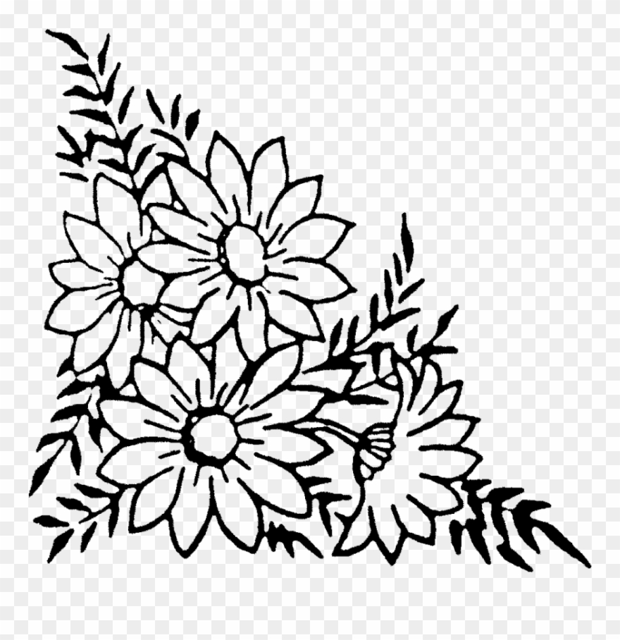 Yellow Yarn Clip Art - Corner Flower Design Drawing - Png Download
