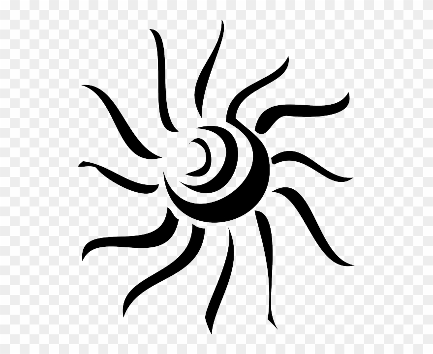 Sun, Ray, Art, Black Sun Clip Art, Tattoo Sun, Sun - Sun Rays Clip Art Black And White - Png Download