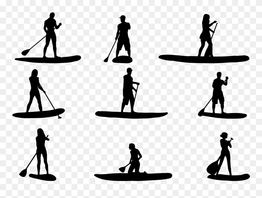 Paddleboard Silhouettes Vectors Stand Up Paddle