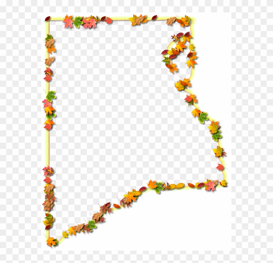 A Yellow And Orange Outline Map Of Clay With Fall Leaves - Floral Design Clipart