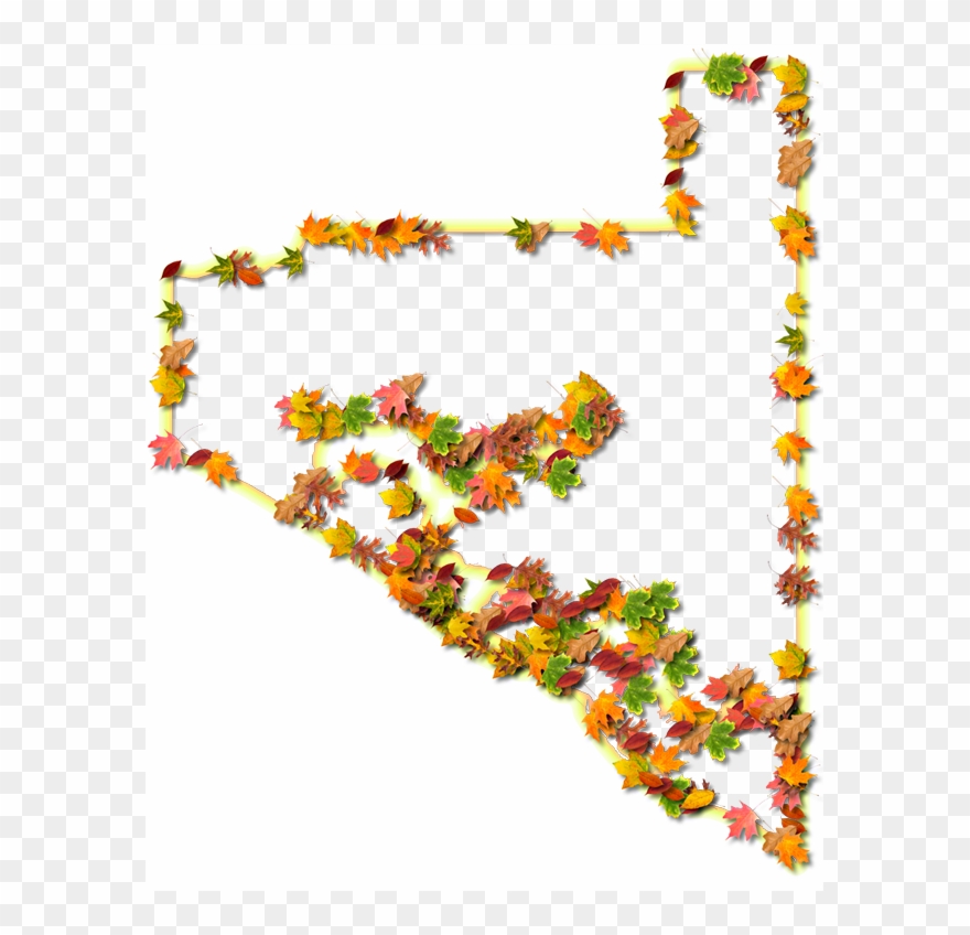 A Yellow And Orange Outline Map Of Bay With Fall Leaves - Floral Design Clipart