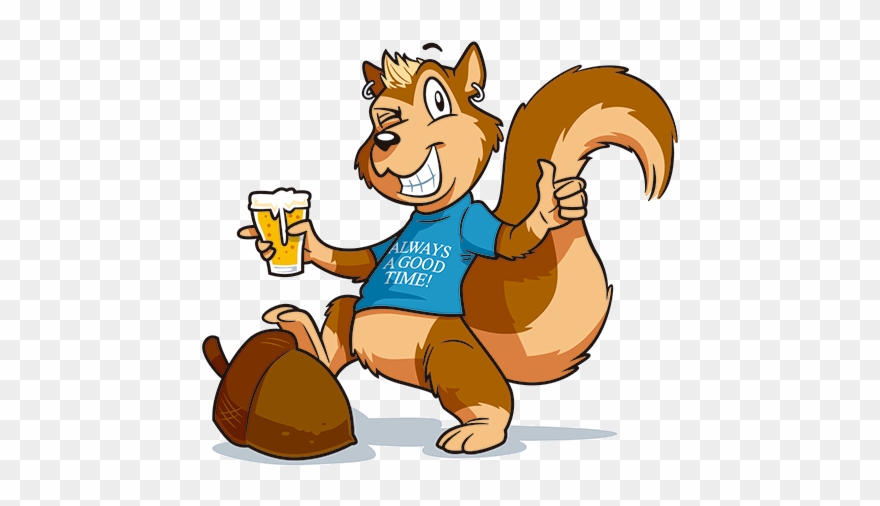 Winking Spikey Haired Squirrel With A Beer In One Hand - Clip Art Nutty Squirrels - Png Download