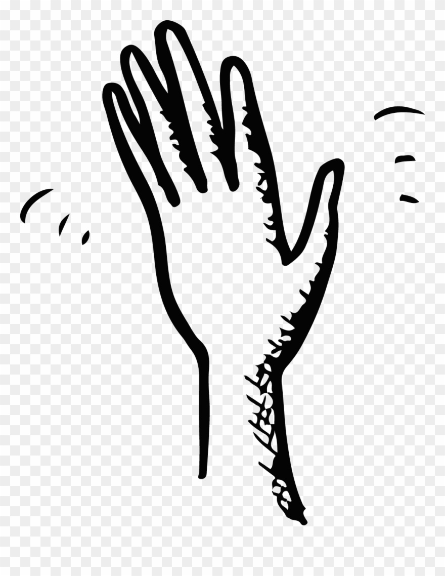 Hand Wave Black And - Drawing Of A Hand Waving Clipart
