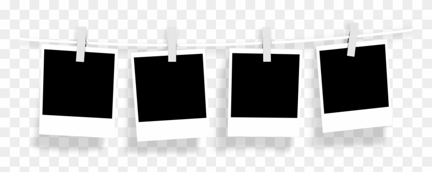 Clip Art Black And White Stock Hanging Clip Polaroid - Polaroid Rope Transparent Background - Png Download
