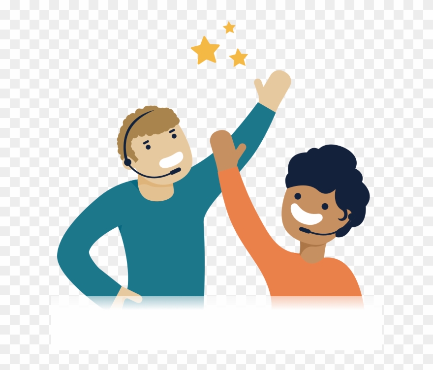 Illustration Of Two People High Fiving - Illustration Clipart