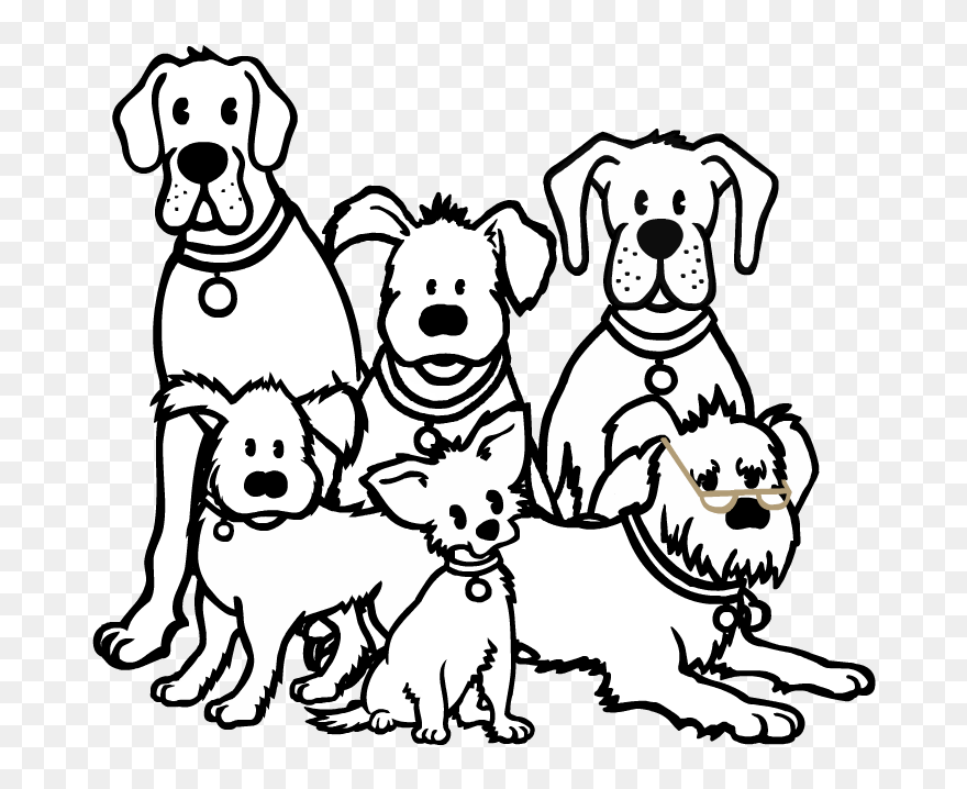 Group Of Dogs Png Black And White Transparent Group - Dogs Clipart Black And White