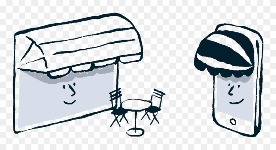 Illustration Of A Real-world Storefront And A Digital Clipart