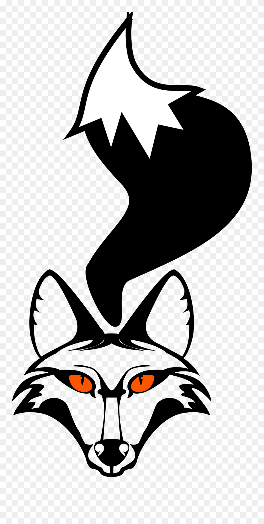 Transparent Fox Mask Png - Fox Head Clipart Black And White