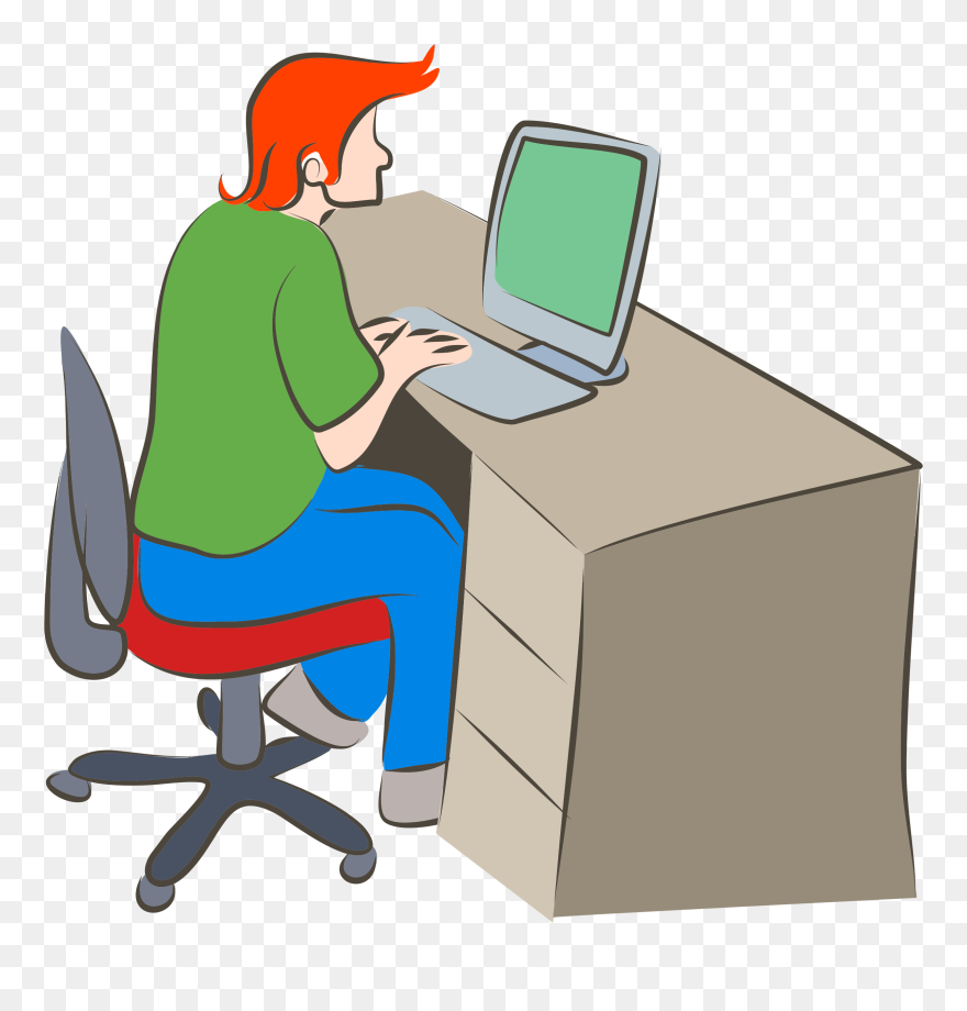 Cliparts For Free Download Computer Clipart Computer - Man On Computer Clipart - Png Download