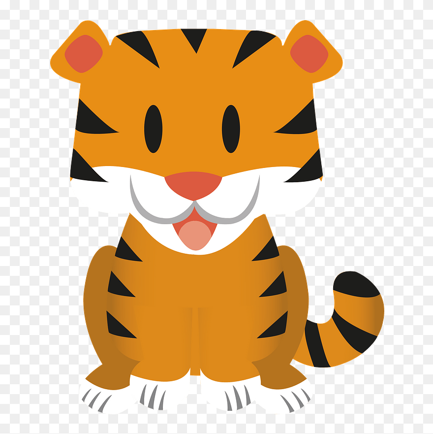 Cute Baby Tiger Clipart - Simple Baby Tiger Cartoon - Png Download