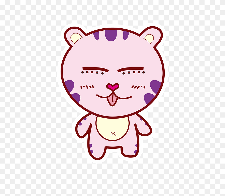 Pink Cartoon Tiger Clipart - Cartoon - Png Download