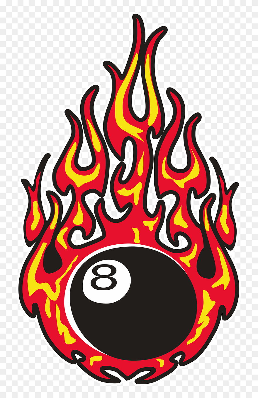 Eightball Fire Burning Free Photo - 8 Ball On Fire Drawing Clipart