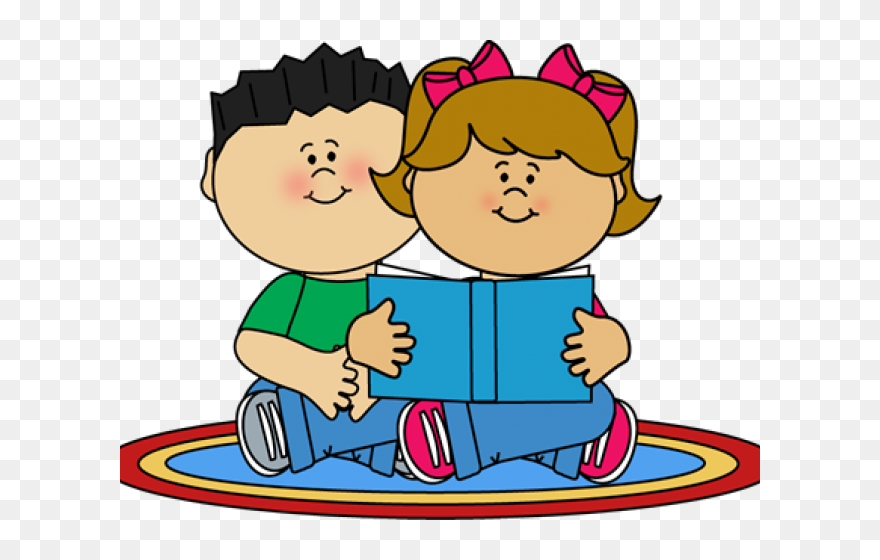 Kids Reading Clipart - Read To A Friend - Png Download