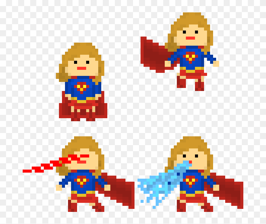 Pixel Art Super Girl Clipart