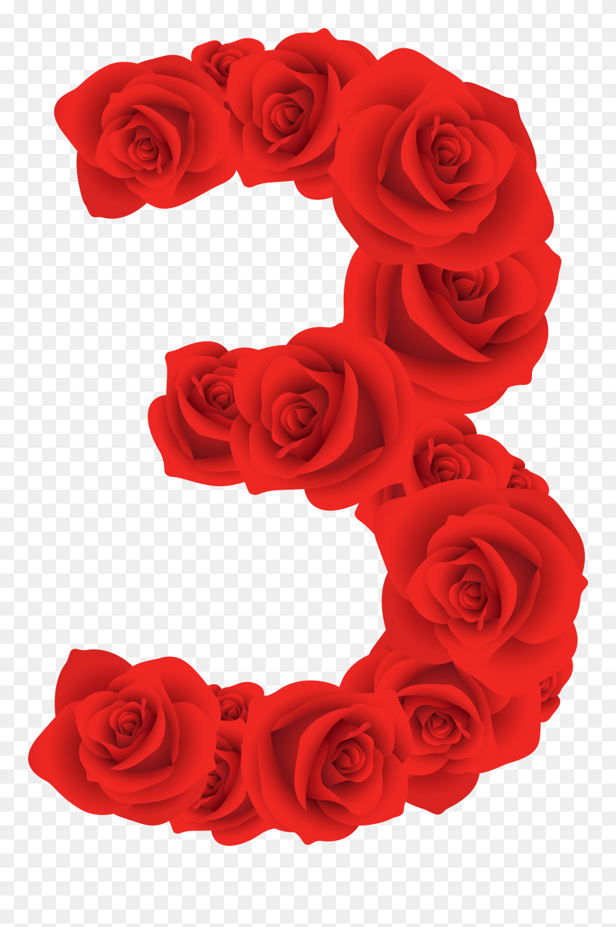 Number 3 In Roses Clipart