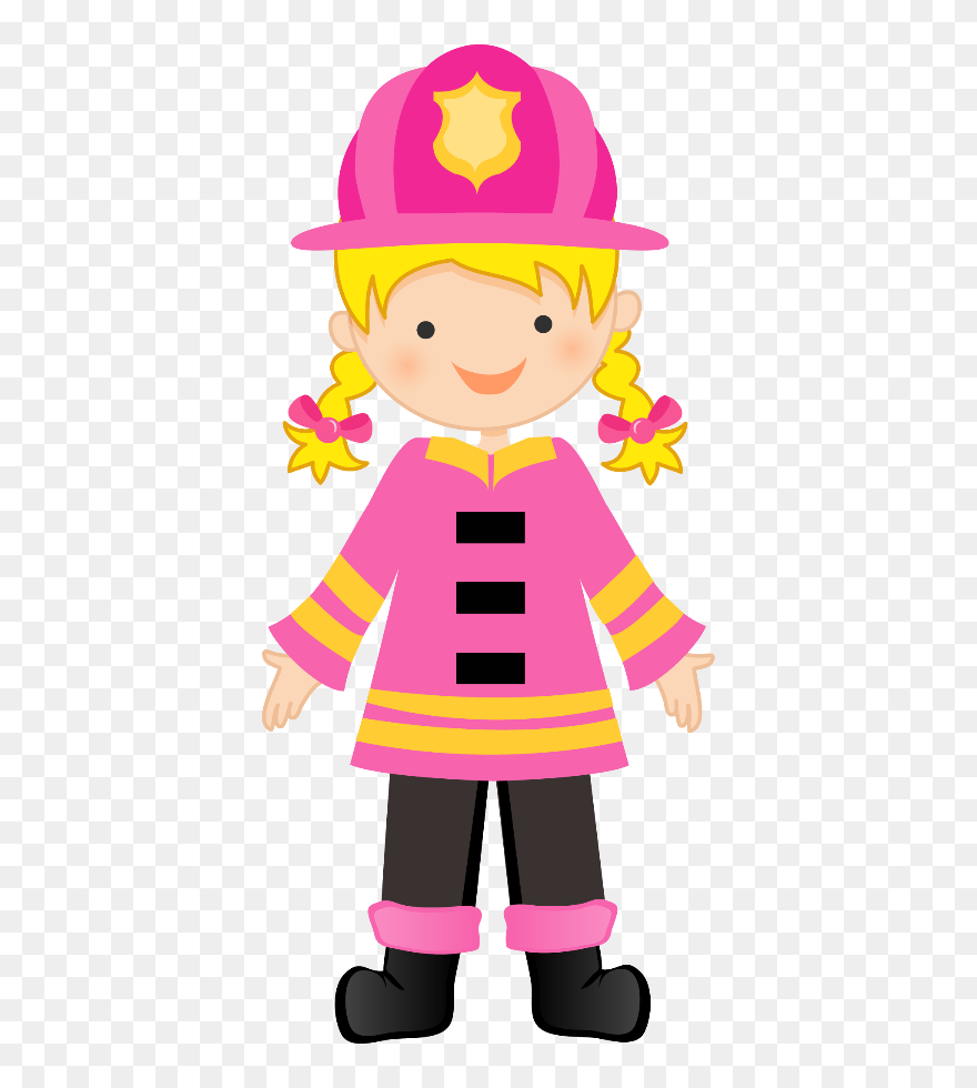 Firewoman Cartoon Pink Clipart