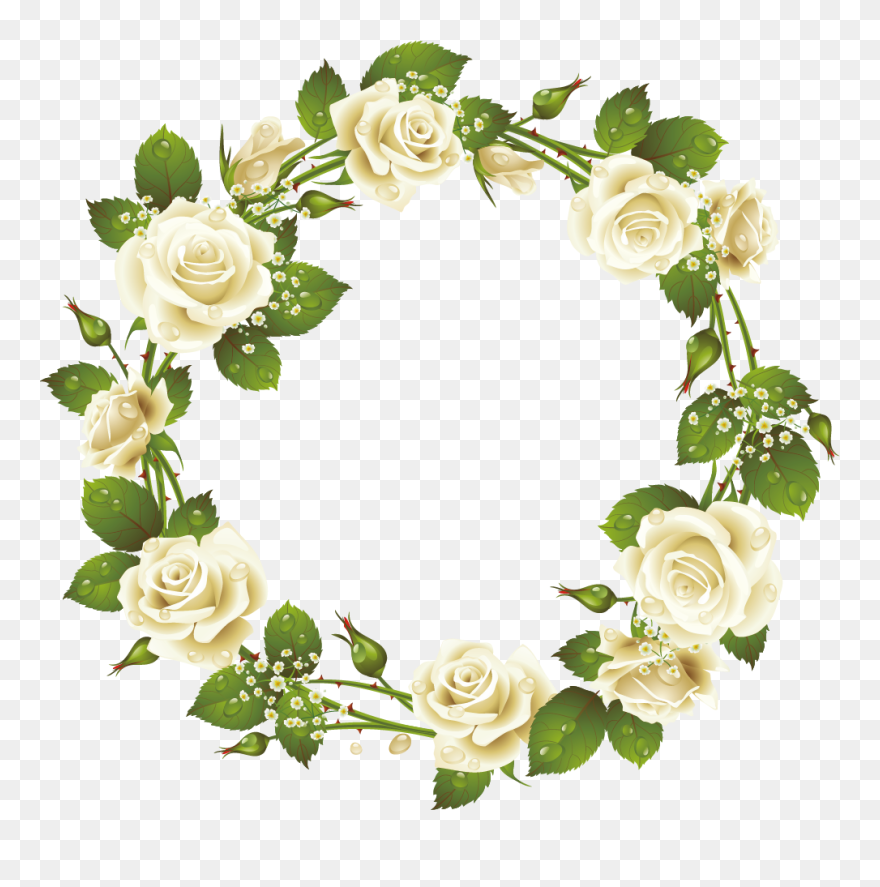Rose Picture Frame Pink Clip Art - Round Frame White Flowers Png Transparent Png