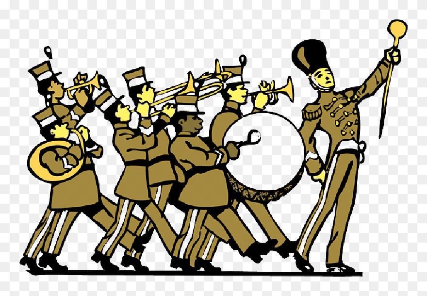 Red, Music, Drum, People, Silhouette, Kids, March - Marching Band Clipart - Png Download