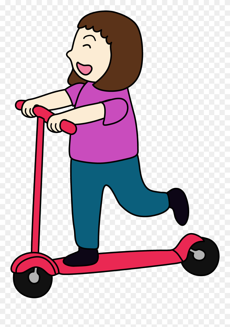 Child Clipart Scooter - Scooter Cartoon Png Transparent Png