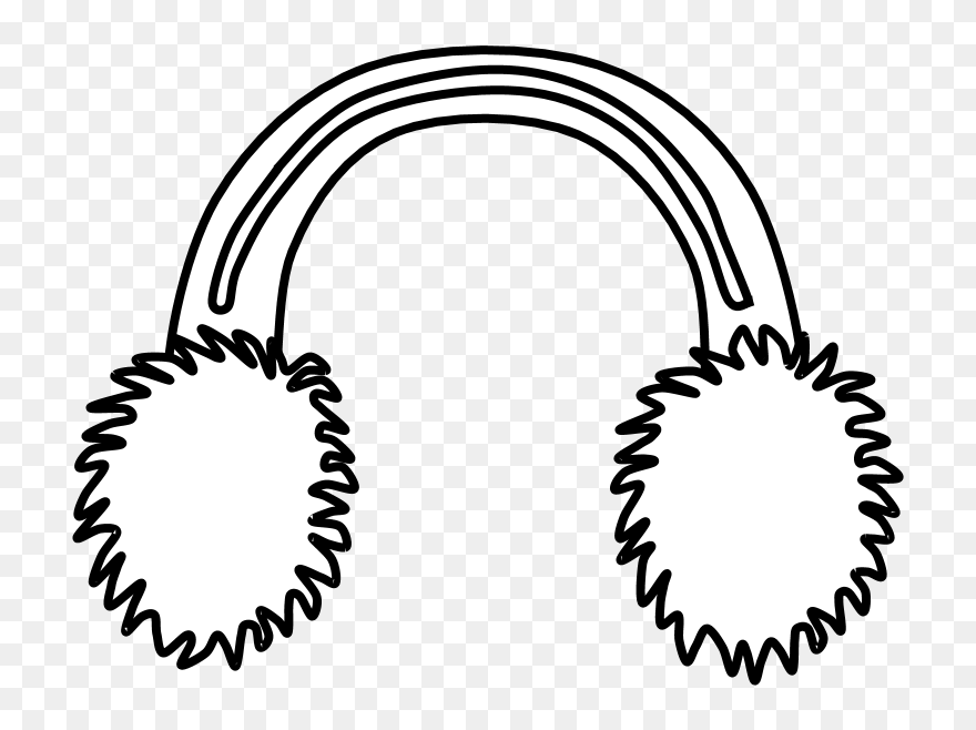 Earmuffs, Black And White - Ear Muffs Clipart Black And White - Png Download