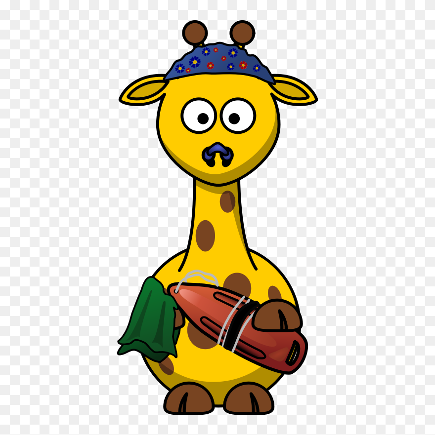 Clipart - Giraffe Swimmer - Cartoon Giraffe - Png Download