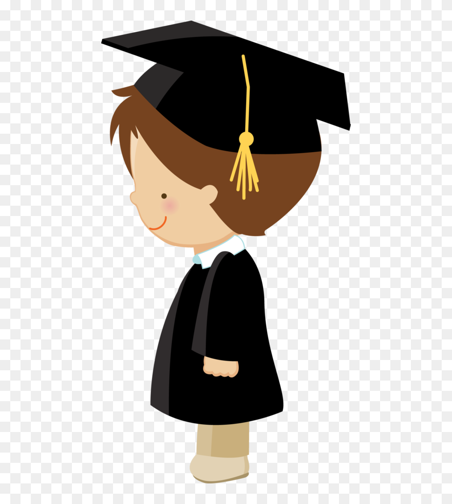 Gown Clipart Graduation Cap - Monitos De Graduacion Animados - Png Download