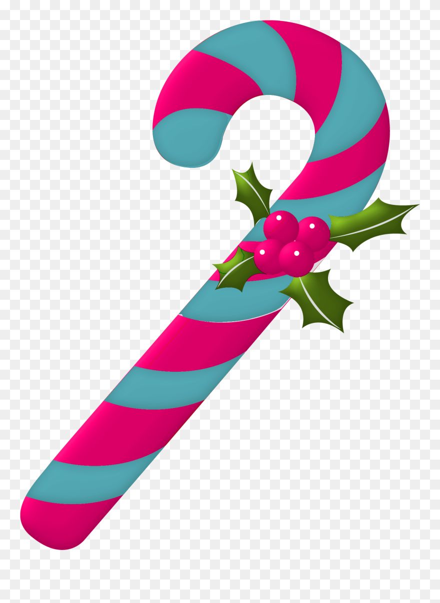 Transparent Candy Cane Stick Png - Pink Candy Cane Clipart