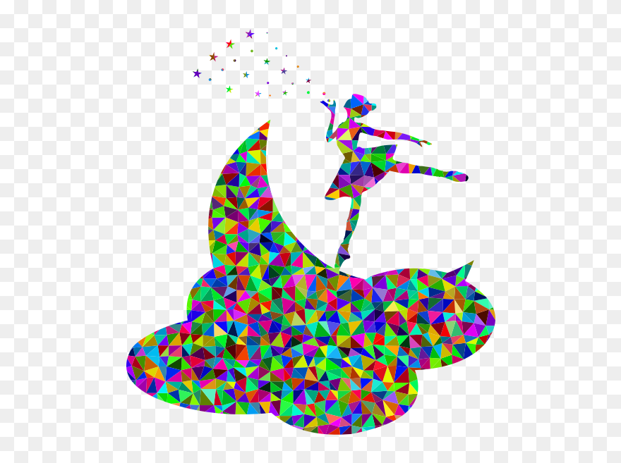 Prismatic Low Poly Ballerina On The Moon - Clipart Wolf Rainbow - Png Download