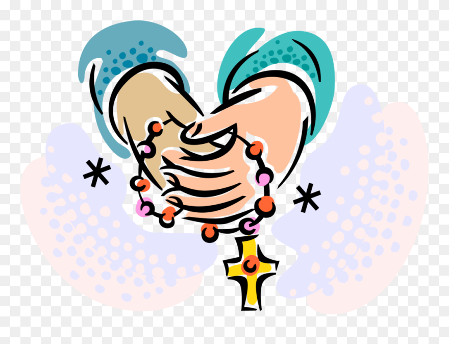Beads Vector Cartoon - Children Praying The Rosary Clipart - Png Download