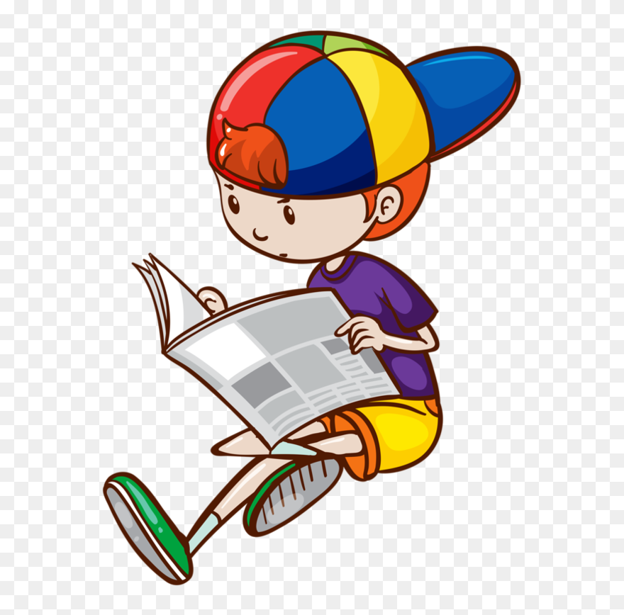 Clipart Boy Reading News Paper - Png Download