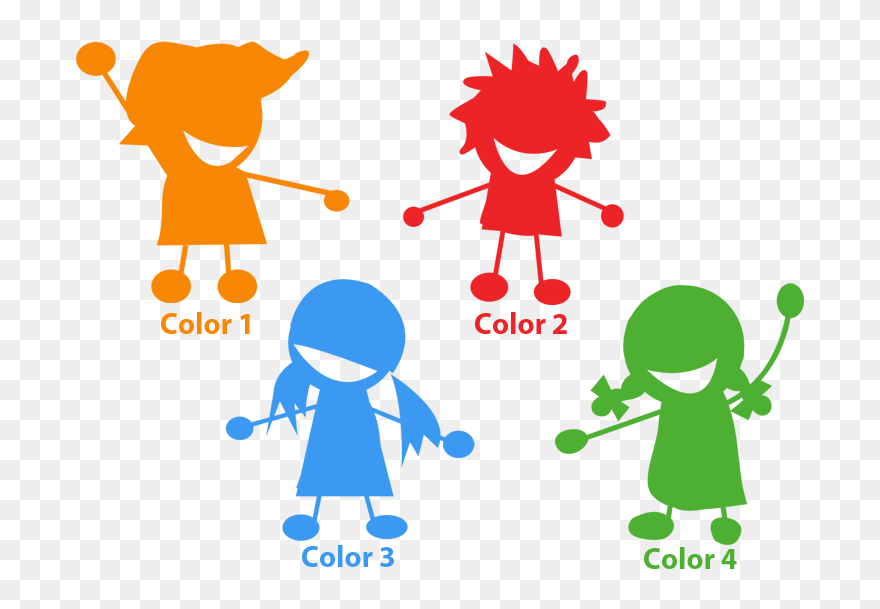 Transparent Holding Hands Clipart - Children With Colors Clipart - Png Download