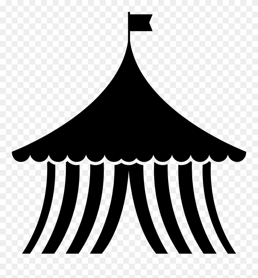 Circus Tent Clip Art Black And White - Png Download