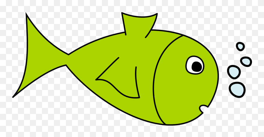 Fish Cartoon Drawing - Green Fish Clipart - Png Download