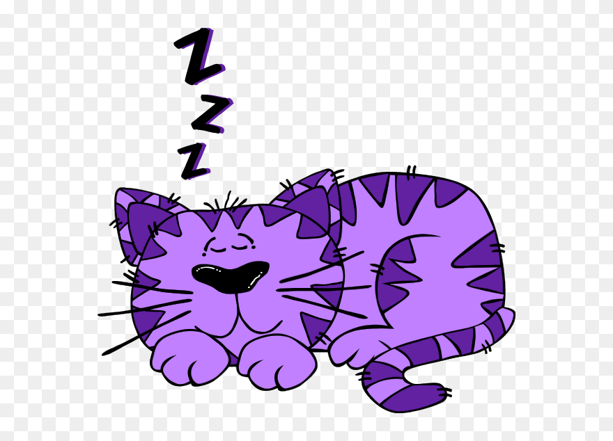 Purple Cartoon Cat - Purple Cats Clipart - Png Download