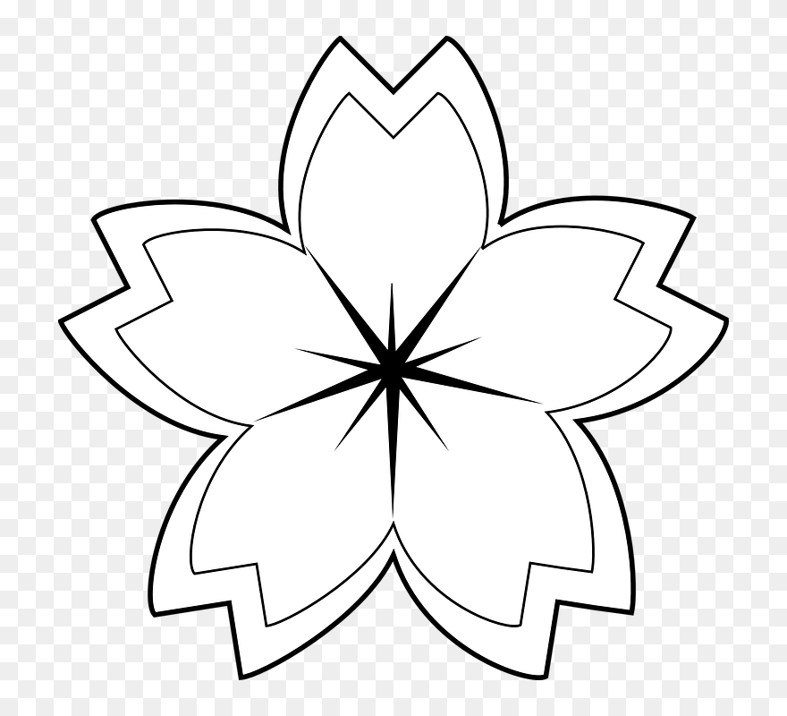 Simple Flower Outline Design Clipart