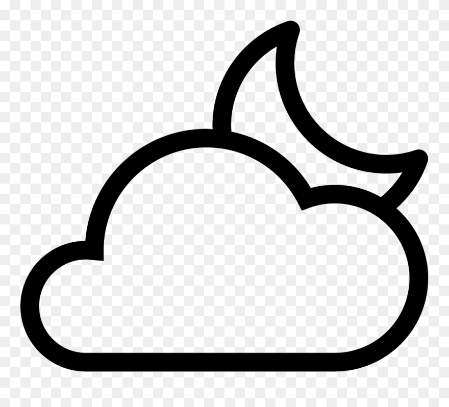 Moon And Clouds Drawing - Cloud And Moon Clipart - Png Download