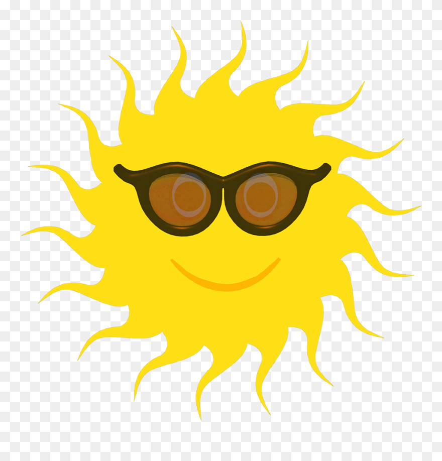 Yellow Sun Black Sunglasses - Smiley Clipart
