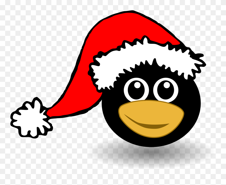 Christmas Penguin Clipart Black And White - Clipart Santa Hat Png Transparent Png