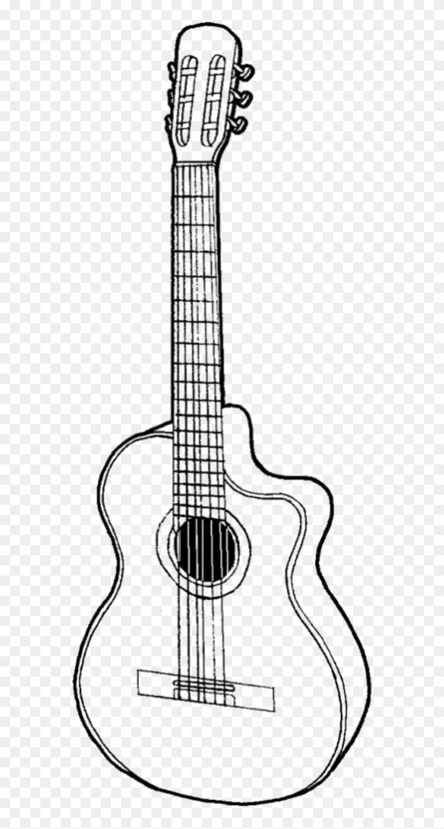 Transparent Acoustic Guitar Clipart Black And White - Guitar Pencil Drawing - Png Download
