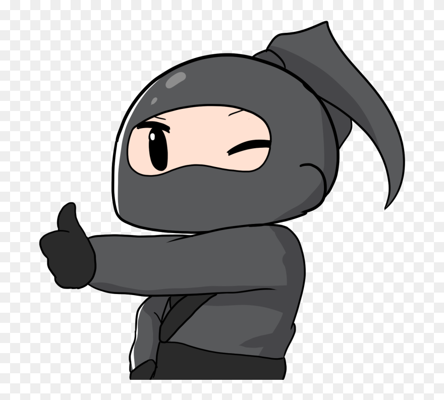 Crouching Drawing Ninja - Cartoon Clipart