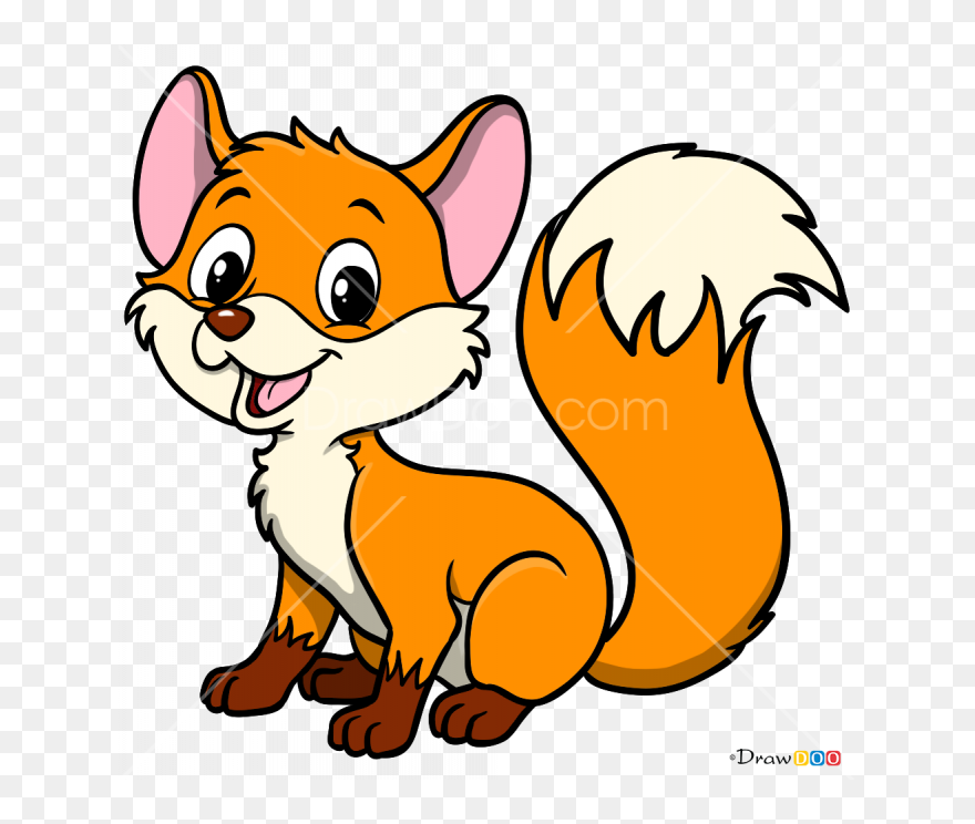 How To Draw Baby Fox, Baby Animals - Drawing Of A Baby Fox Clipart