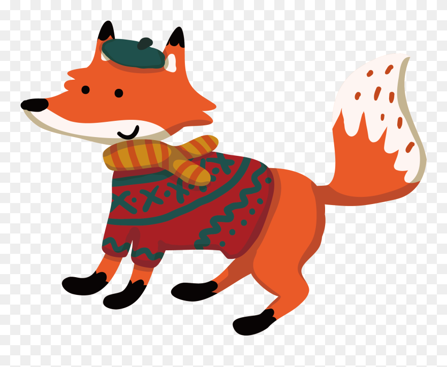 Cartoon Fox Winter Illustration - Red Fox Winter Illustration Clipart