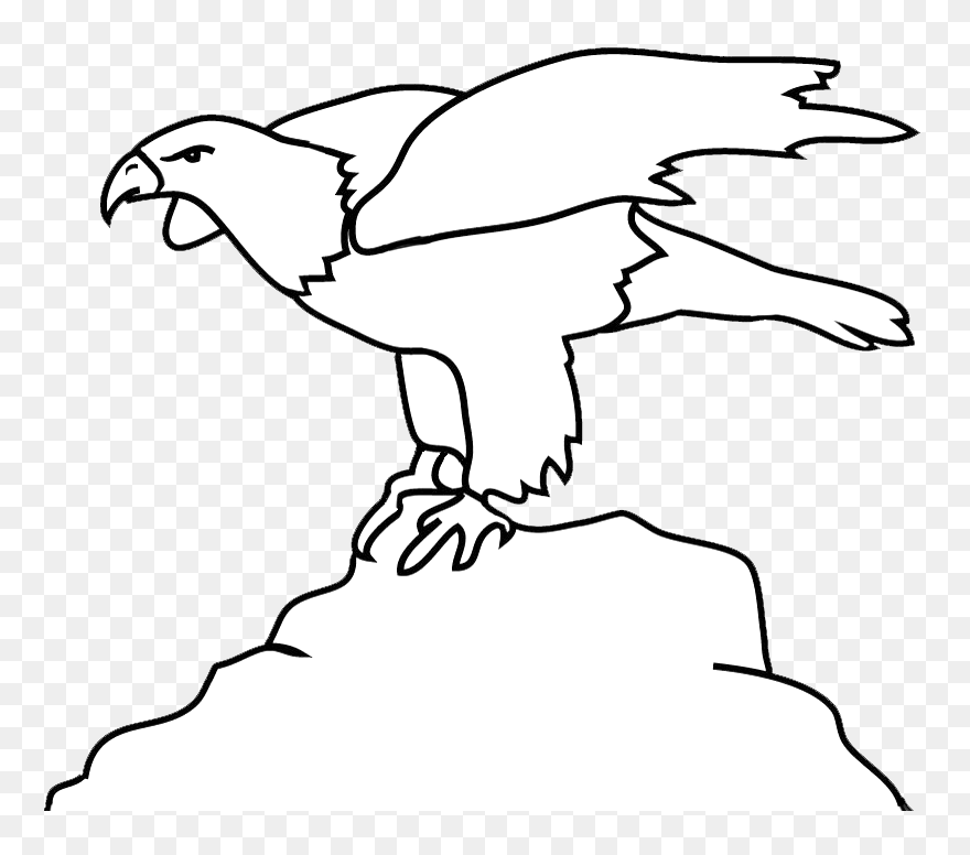 Bald Eagle Outline On Rock - Eagle Clipart Black And White - Png Download