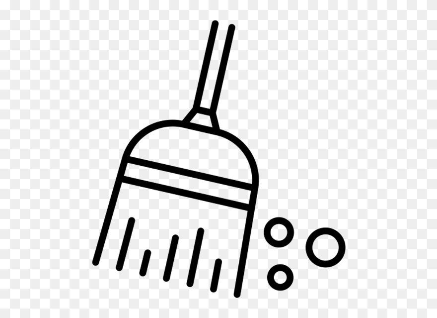 White On Black Broom Clipart - Png Download