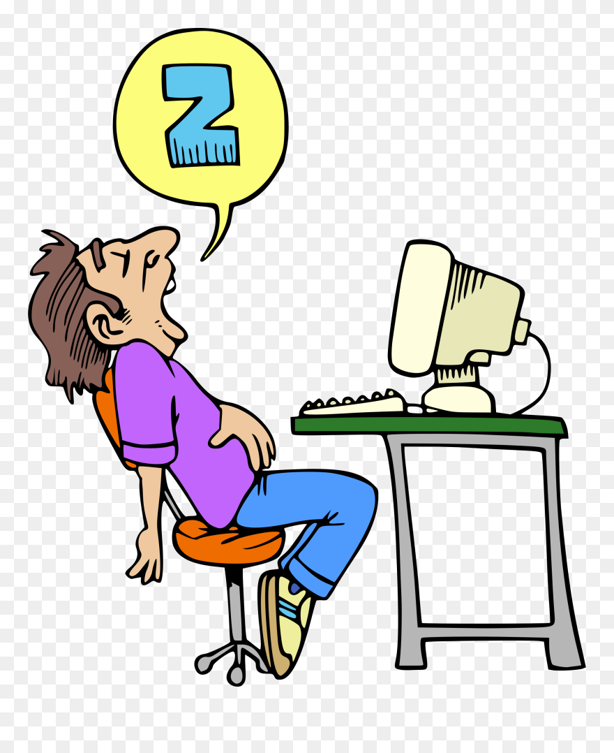 Thumb Image - Sleeping On Computer Clipart - Png Download