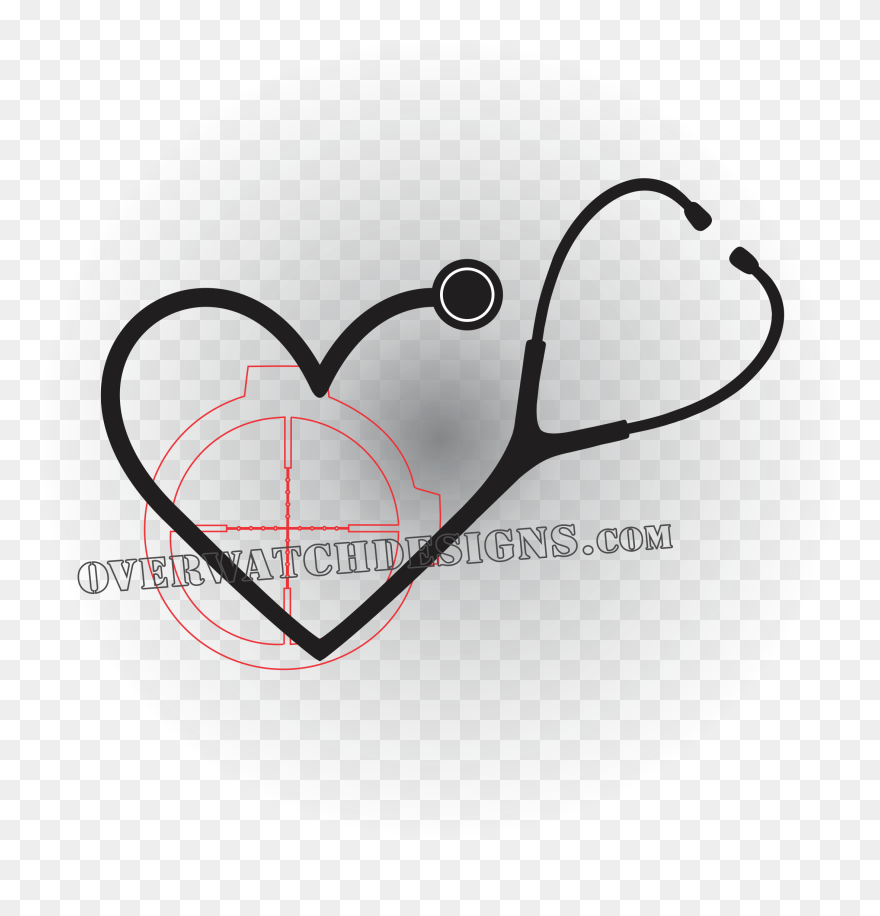 Heart Stethoscope Clipart Black And White Svg Black - Heart - Png Download