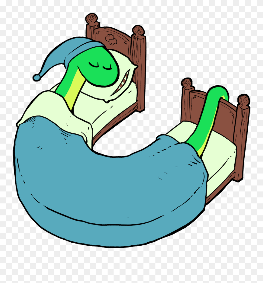 Sleepy Snake Snugly Tucked Into A C-shaped Bed - Sleepy Snake Clipart