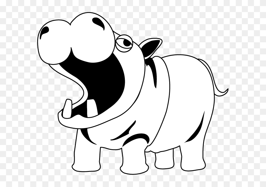 Hippo Clipart Black And White Png Transparent Png