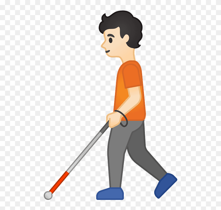 Person With White Cane Emoji Clipart - Walking Emoji - Png Download